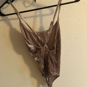 Tan velvet bodysuit